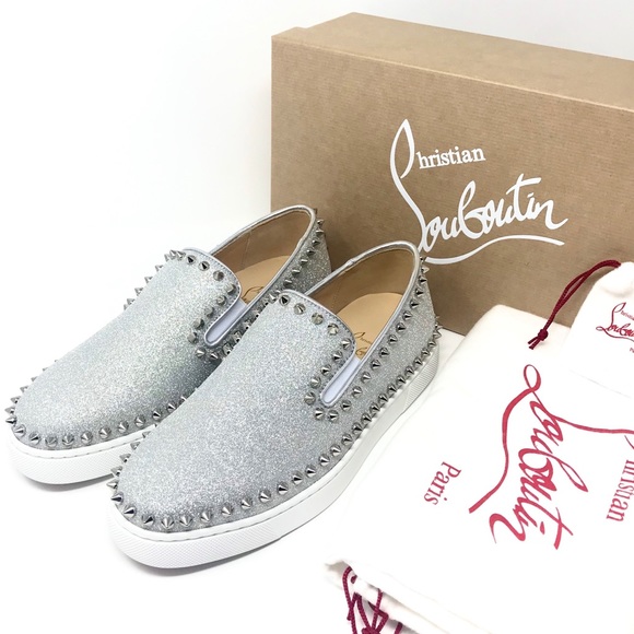 Brand New Christian Louboutin Pik Boat Flat Silver - Picture 7 of 7